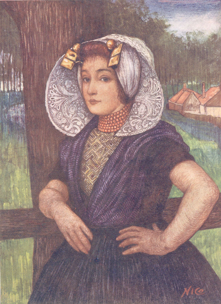 NETHERLANDS. Zeeland. A girl of Goes 1904 old antique vintage print picture